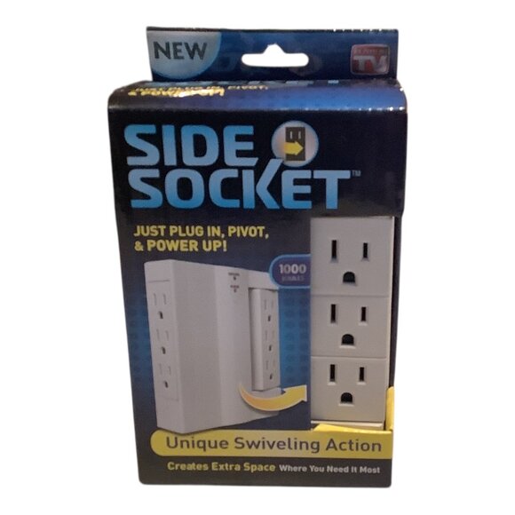 Side Socket Swivel Surge Protector 6 Outlets 1000 Joules Power Strip White - Picture 1 of 8